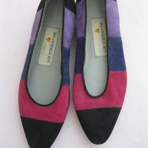 Vintage Liz Claiborne suede flats, multi, Sz 5